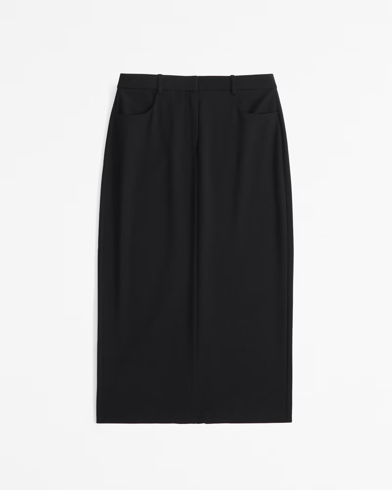 Abercrombie & Fitch Women's Mid Rise Tailored Maxi Skirt in Black - Size XL PETITE | Abercrombie & Fitch (US)
