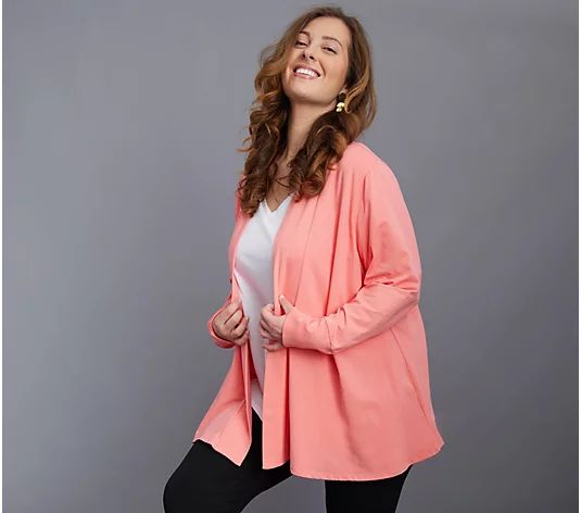 Seed to Style Organic Cotton Open-Front Print or Solid Cardigan - QVC.com | QVC