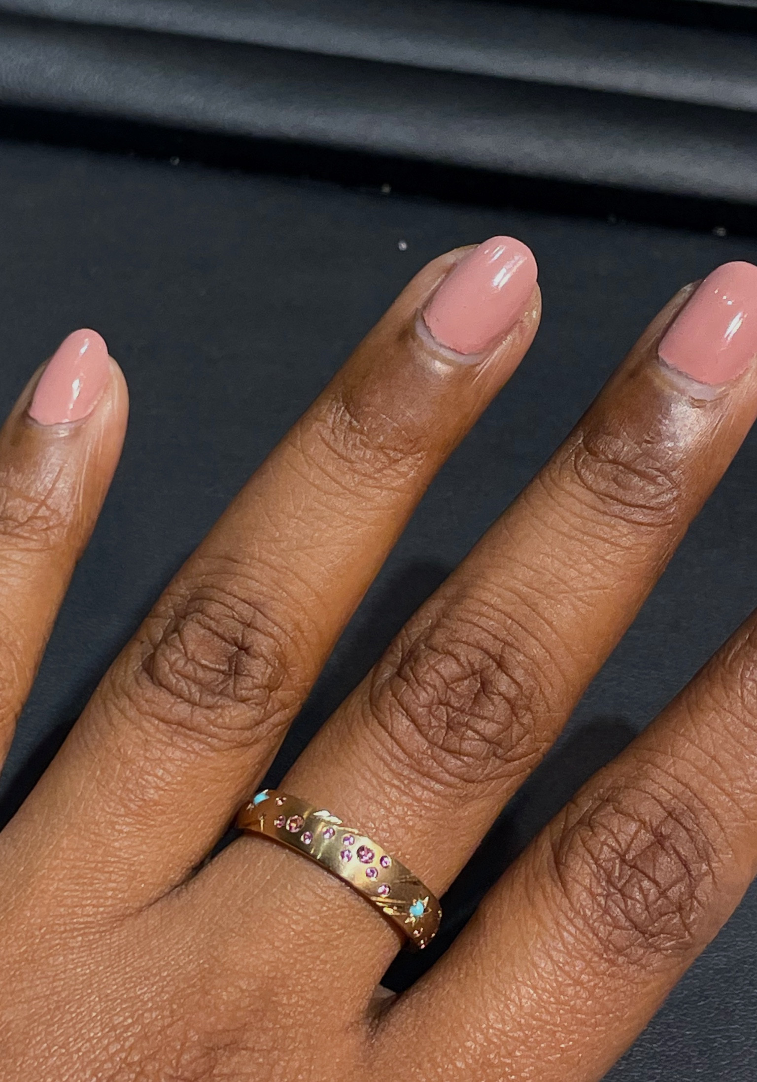 Turquoise ring 
Pink sapphire ring 
Sold gold ring 