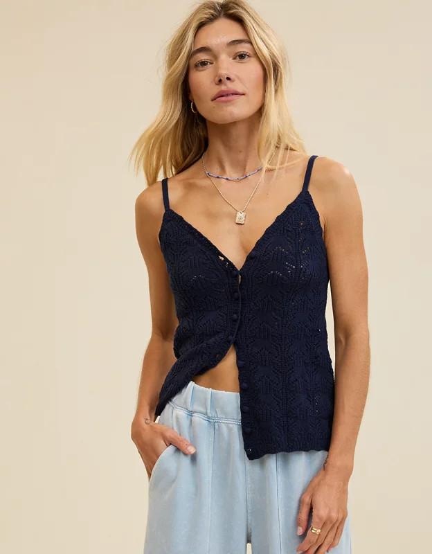 Aerie Sweater Button Front Tank Top | Aerie
