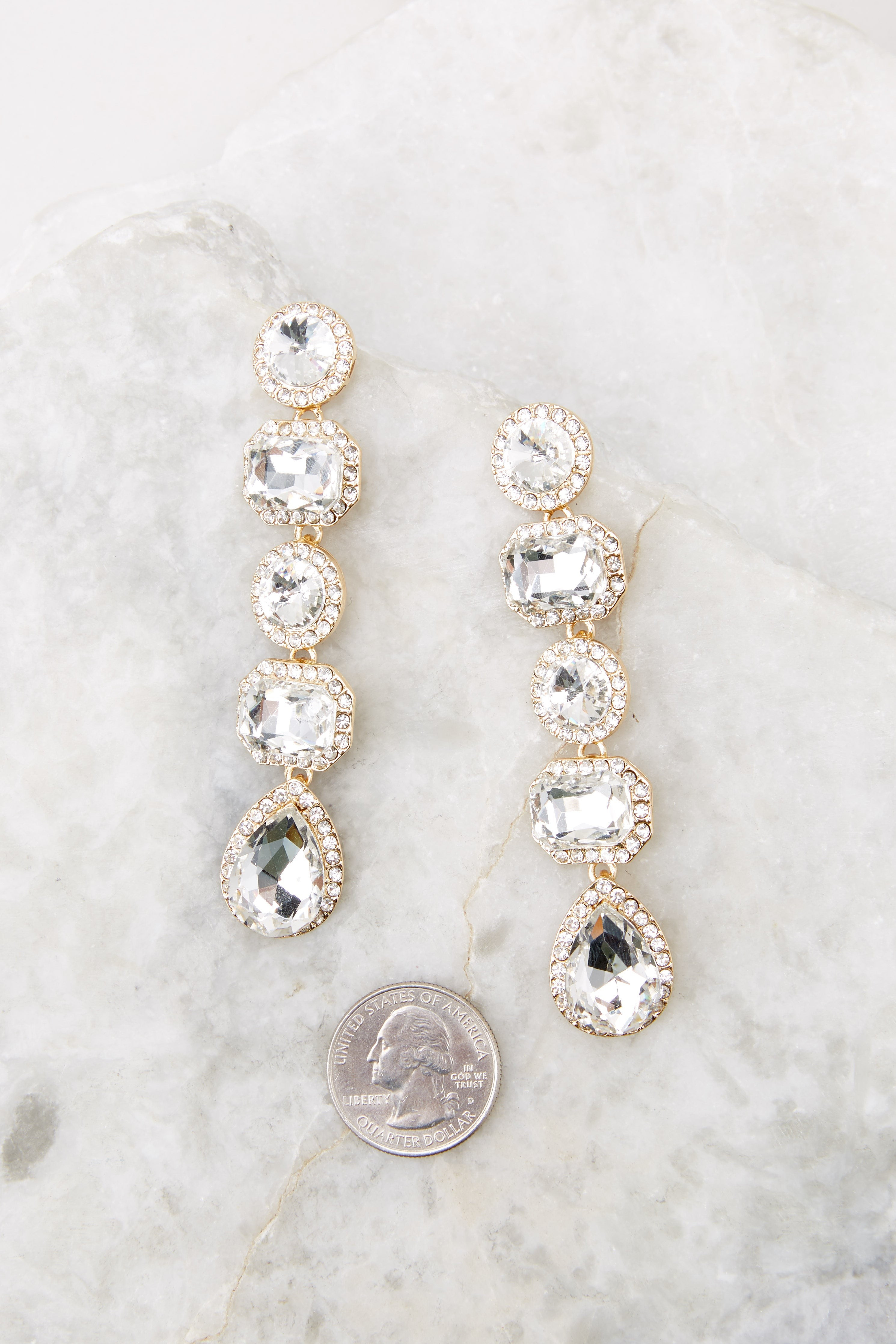 A Little Sparkle Gold Earrings | Red Dress 