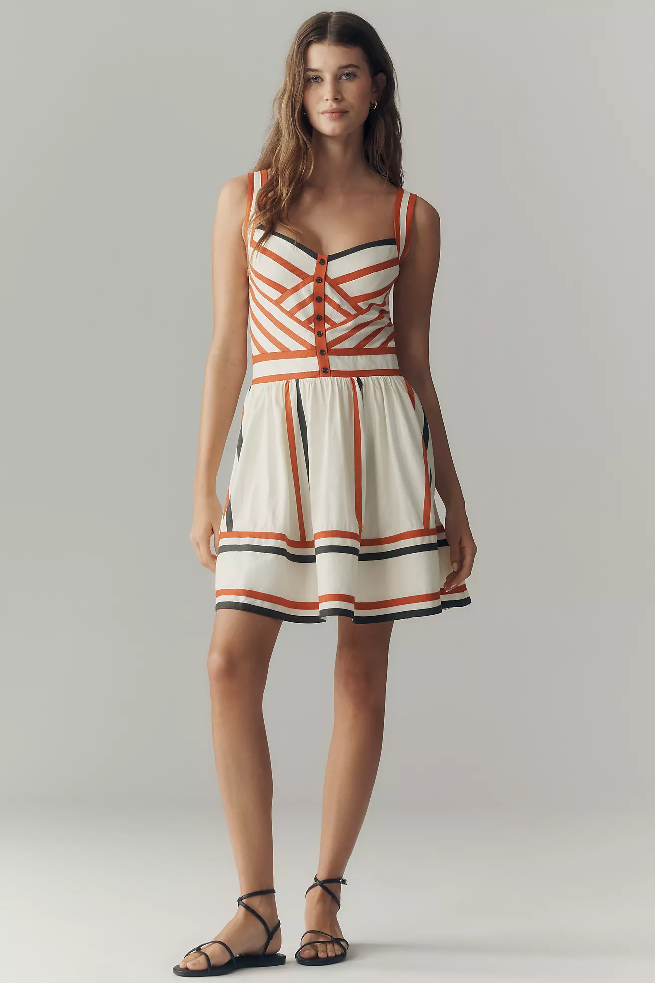 By Anthropologie Linen Geometric Print Mini Dress | Anthropologie (US)