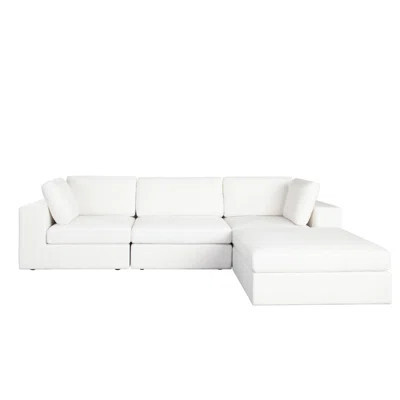 Lipi 4Pc Modular Sectional Chaise Sofa Set, Mist White, 120 Inch Solid Wood Frame | Wayfair North America