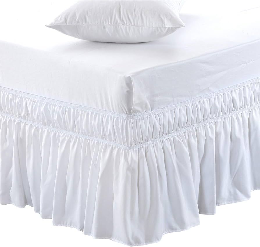 MEILA Wrap Around Bed Skirt Three Fabric Sides Elastic Dust Ruffled 24 Inch Tailored Drop,Easy to... | Amazon (US)
