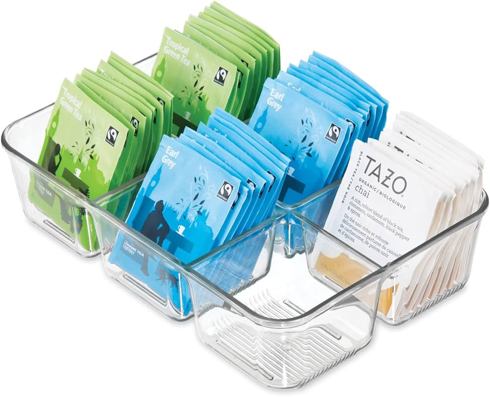 iDesign Linus Plastic Divided Packet Organizer, Condiments, Salt, Pepper, Sweeteners, Tea Bags, S... | Amazon (US)