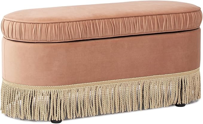 Jennifer Taylor Home Serena 38" Oval Storage Bench Ottoman, Peach Orange | Amazon (US)