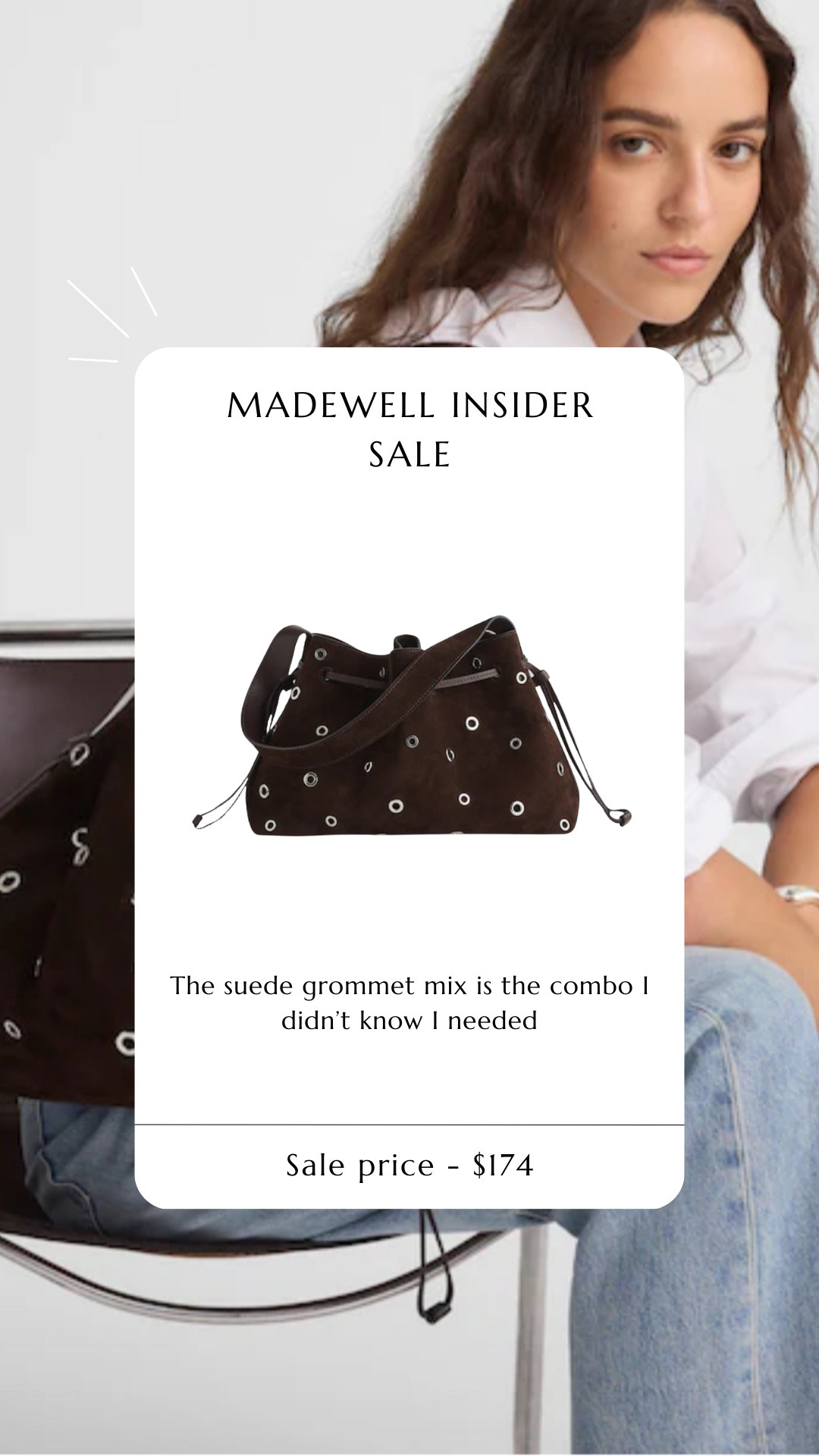 a perfect suede bag with gommets for an edgy punch to any outfit. 

suede. grommets. fall bag. fall purse. suede bag. suede purse. madewell handbag. fall outfit. 

 #LTKFallSale #LTKSaleAlert #LTKItBag