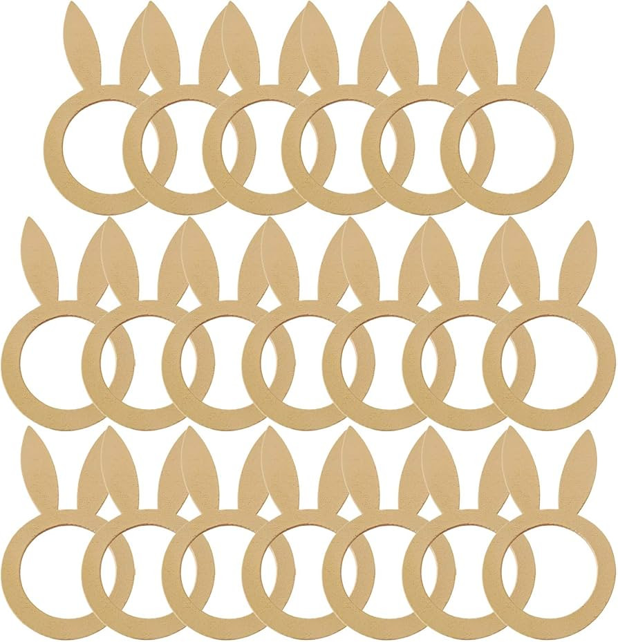 VIDELLY 20 Pieces Easter Napkin Ring Holders Wooden Bunny Napkin Ring Handmade Rabbit Ear Napkin ... | Amazon (US)