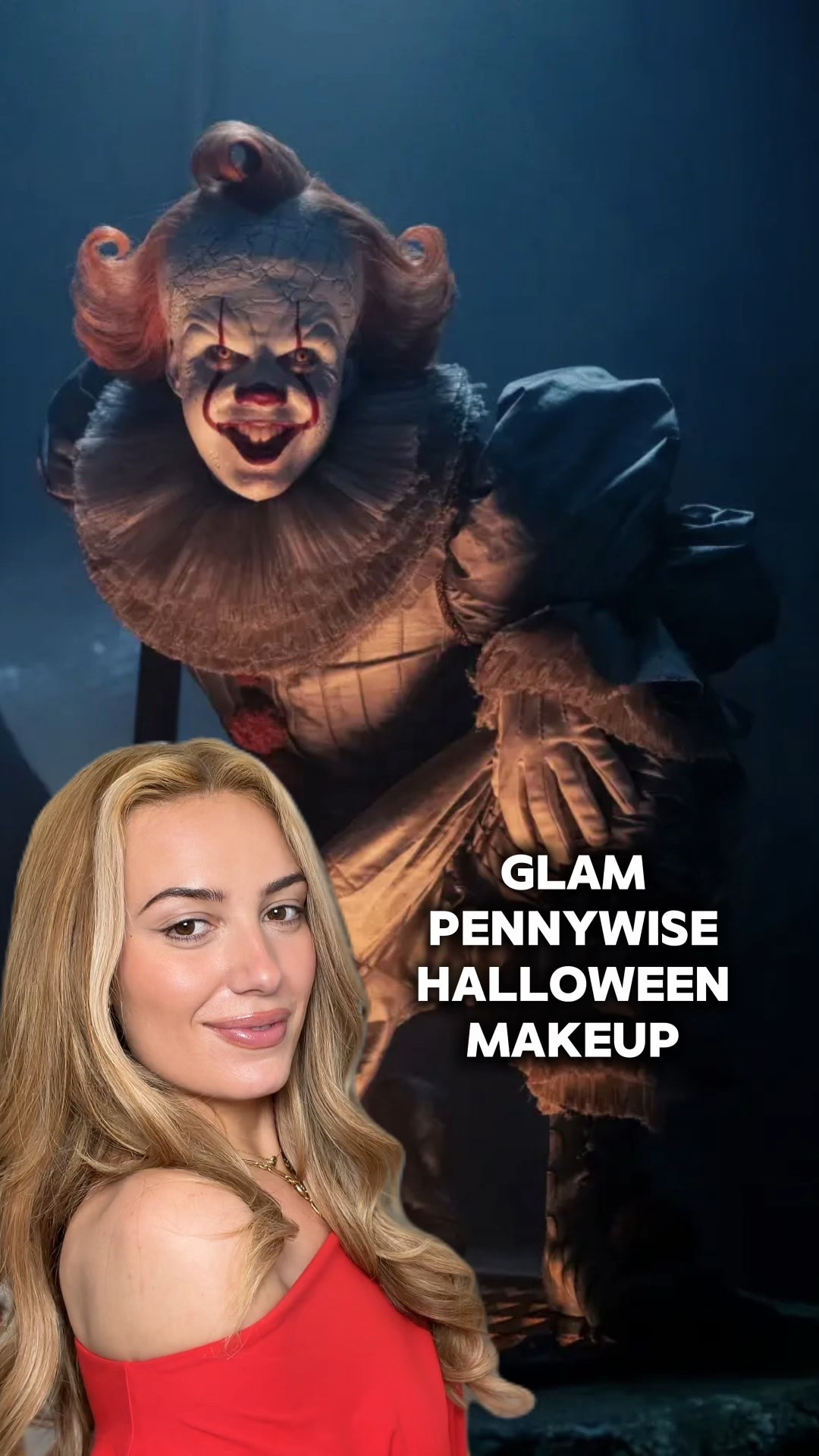 Welcome to Derry…🎈💋 Who’s watching the show tonight? 👀 @welcometoderry 🩸Had to create my own version of a glam Pennywise Inspired by Bill Skarsgård’s! 🩸

Comment SHOP for a dm with a link to all the products used⤵️
@spirithalloween Womens pennywise costume & face decals 
@meltcosmetics Pennywise Welcome to Derry Collection 
@tirtir Mask Fit Red Foundation 23N & Glide and Hide Blurring Concealer 
@sacheubeauty liquid contour 
@flowerknows Strawberry Cupid blush & pressed powder 
@lauramercier Caviar Eyeshadow stick 
@lillylashes self adhesive lashes in wild child 

#WelcomeToDerry #Pennywise #HalloweenMakeup #HBO #HalloweenCostume 

#LTKHalloween #LTKBeauty #LTKSeasonal