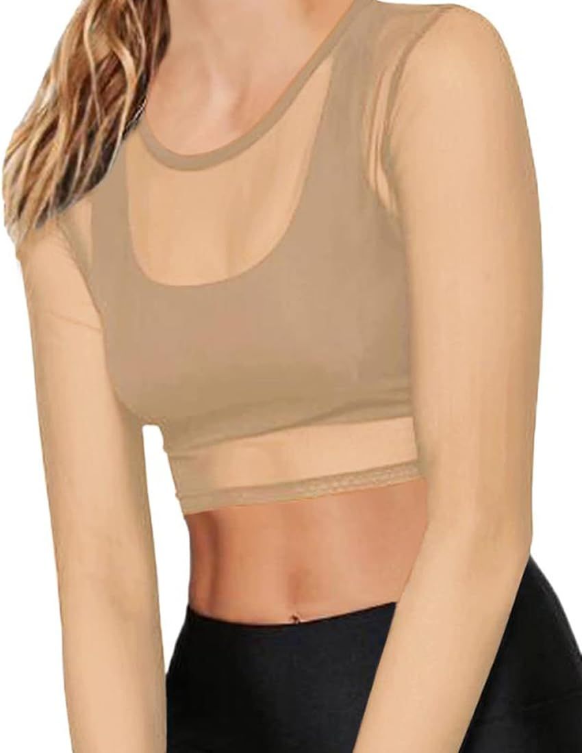 BelleLovin Women's Sheer Mesh Long Sleeve Crop Top Sexy Tee Blouse | Amazon (US)