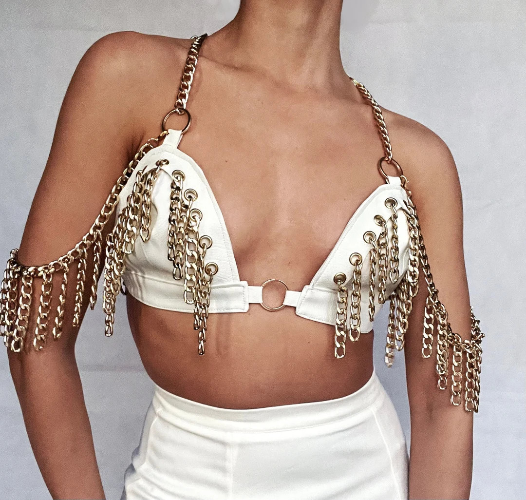 HENDRIX Bralette with Gold Chain Fringe | Etsy (US)