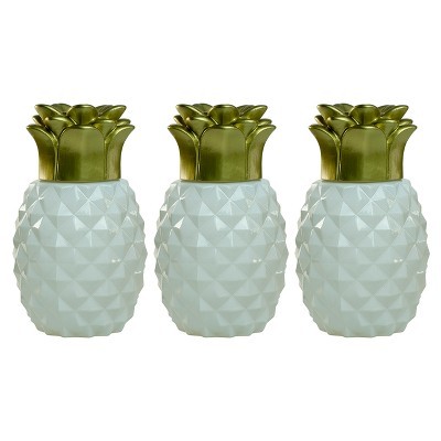 6.5" 3pk Pineapple Paradise Glass Table Torch White/Gold - TIKI | Target