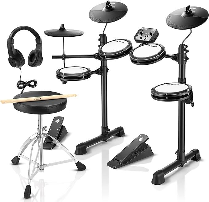 Donner DED-80 Electronic Drum Set, Electric Drum Set for Beginner with 4 Quiet Mesh Drum Pads, 2 ... | Amazon (US)