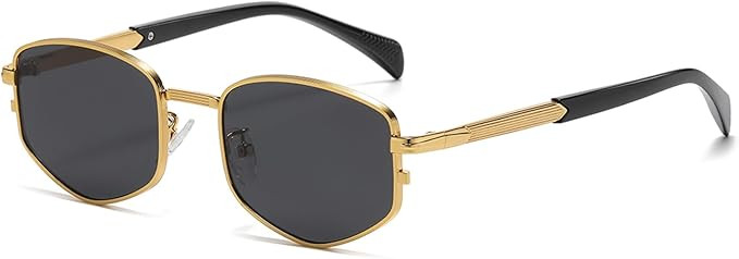 LJCZKA Trendy Square Metal frame Sunglasses for Women Men Retro Polygon Sun Glasses Luxury Classi... | Amazon (US)