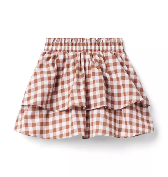 Janie and Jack | Gingham Tiered Skirt - Brown / 8 | Janie and Jack