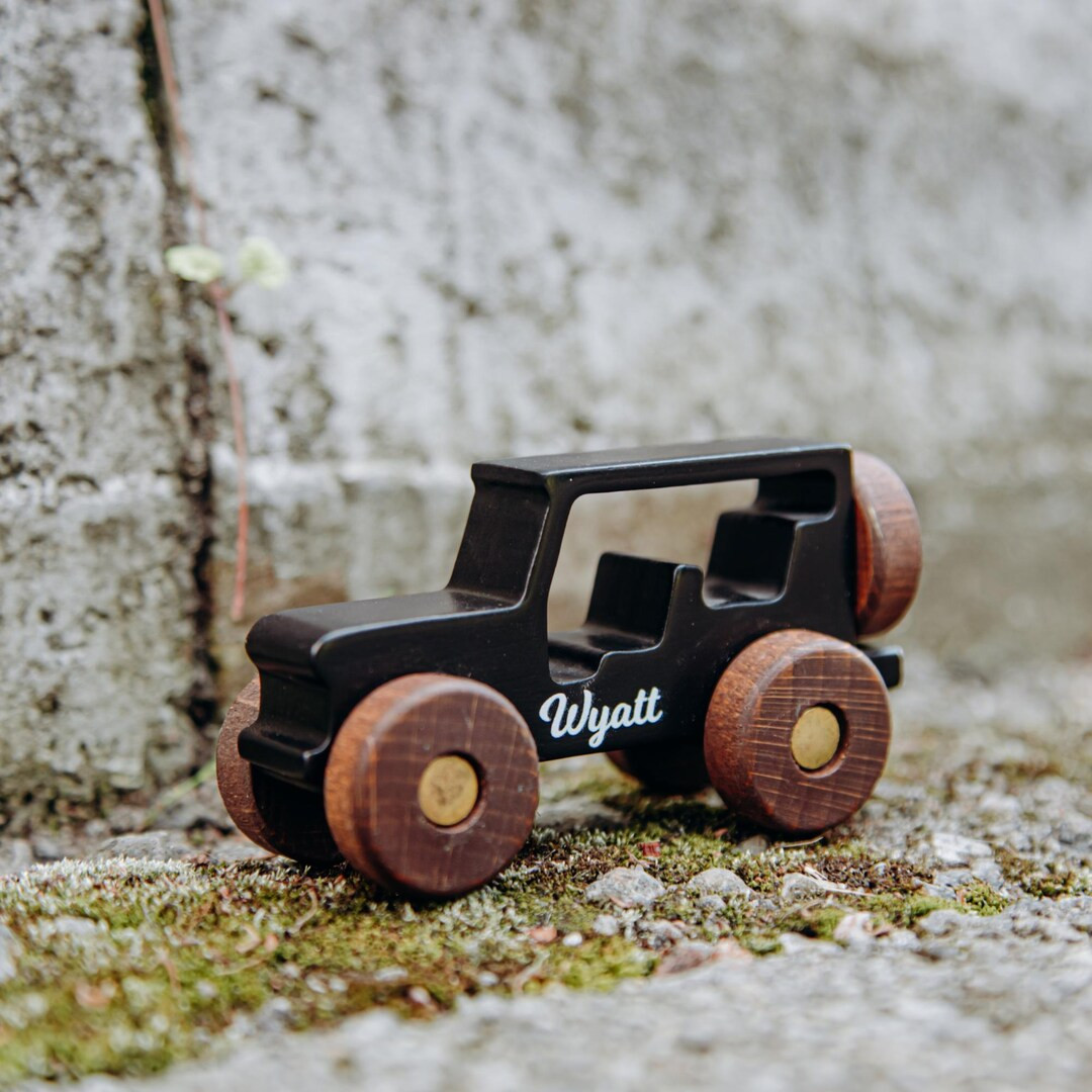 Small Toy Jeep With Name 1st Birthday Boy Keepsake Wooden Toddler Cars Personalized Gift for Gods... | Etsy (US)