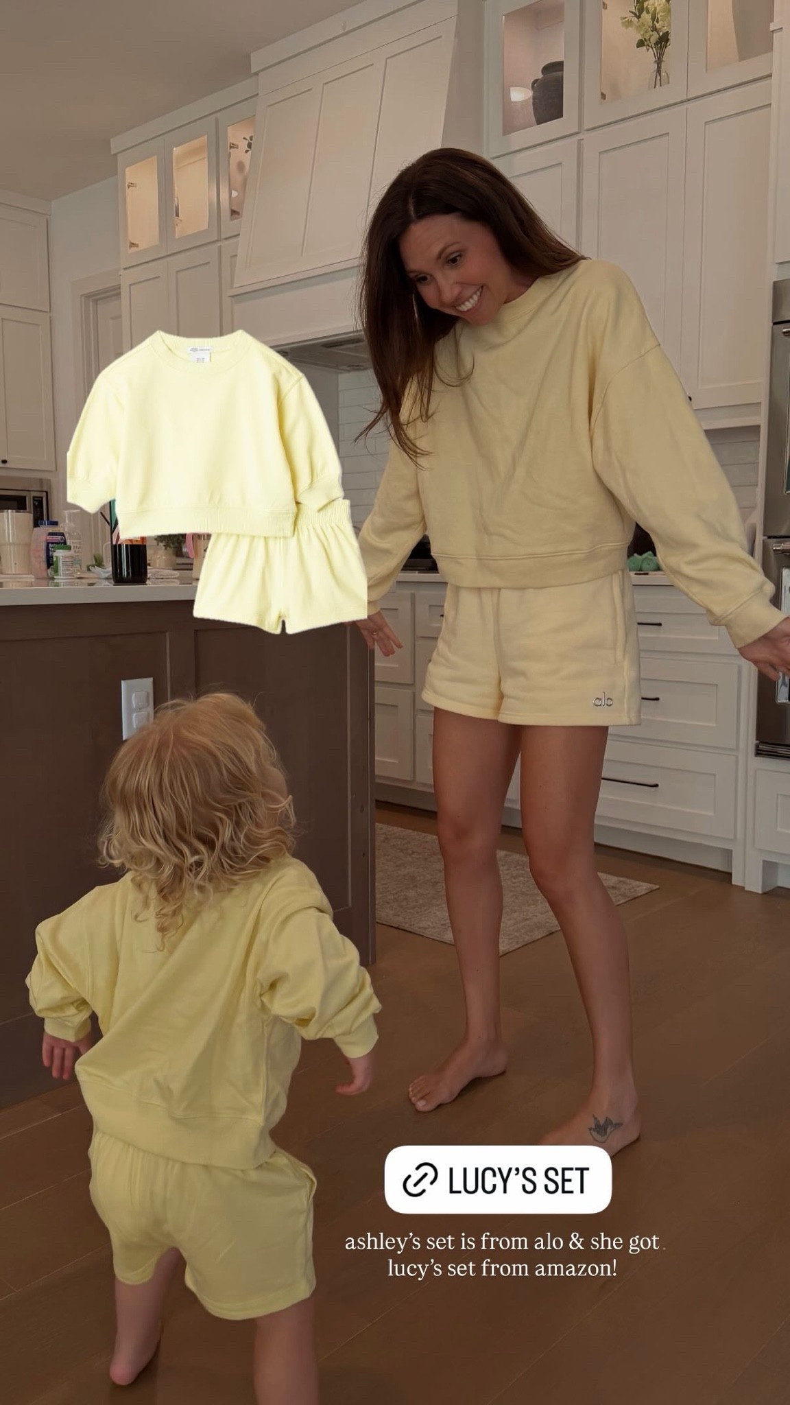 matching yellow sets with your toddler! ashley got lucy this set from amazon!