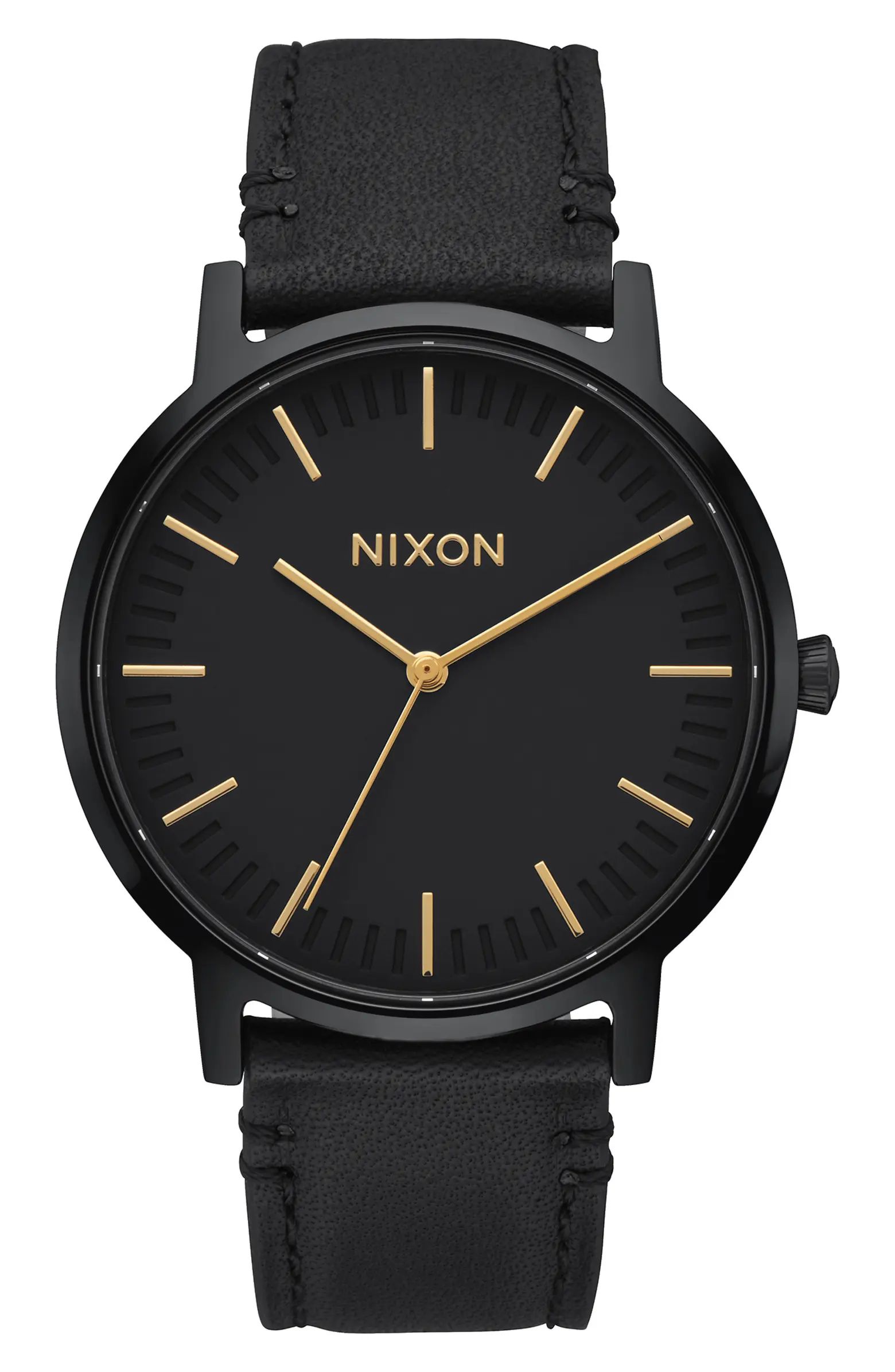 Nixon Porter Round Leather Strap Watch, 40mm | Nordstrom | Nordstrom