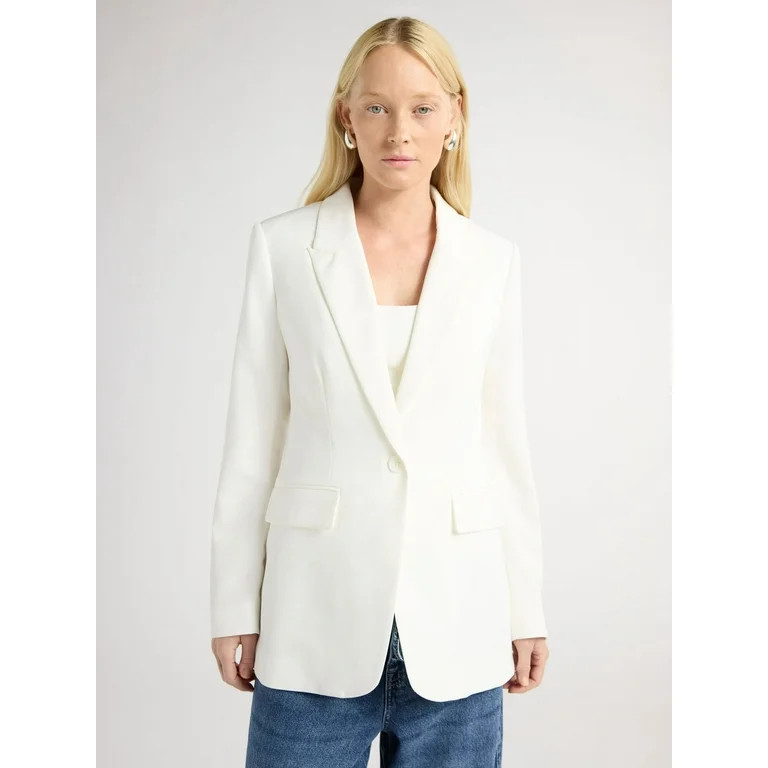 Scoop Women's & Women's Plus Ultimate Crepe One Button Suit Blazer, Sizes XS-4X | Walmart (US)