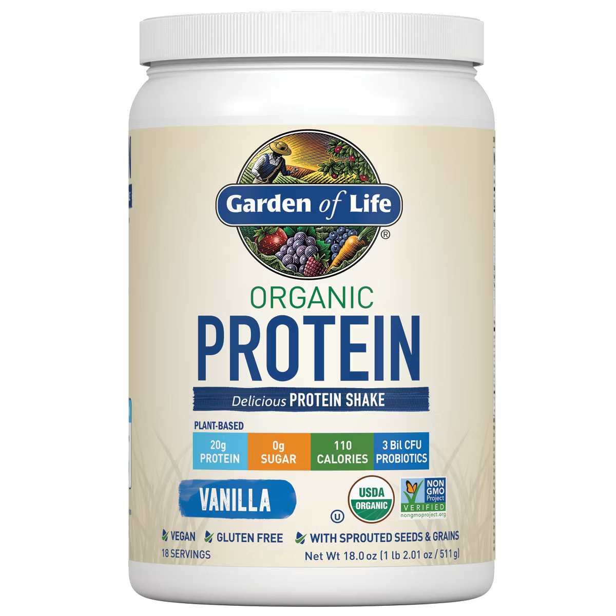Garden of Life Organic Vegan Protein Plant Based Powder - Vanilla - 18oz | Target