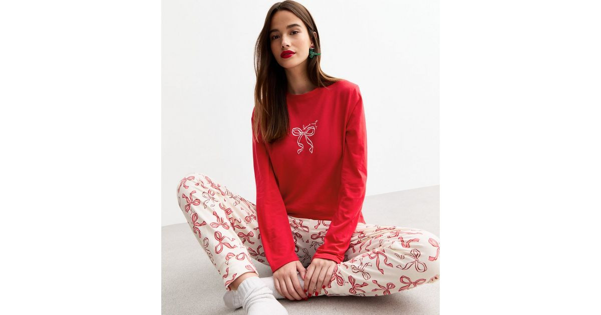 Red Cotton Bonne Nuit Christmas Pyjama Set | New Look | New Look (UK)