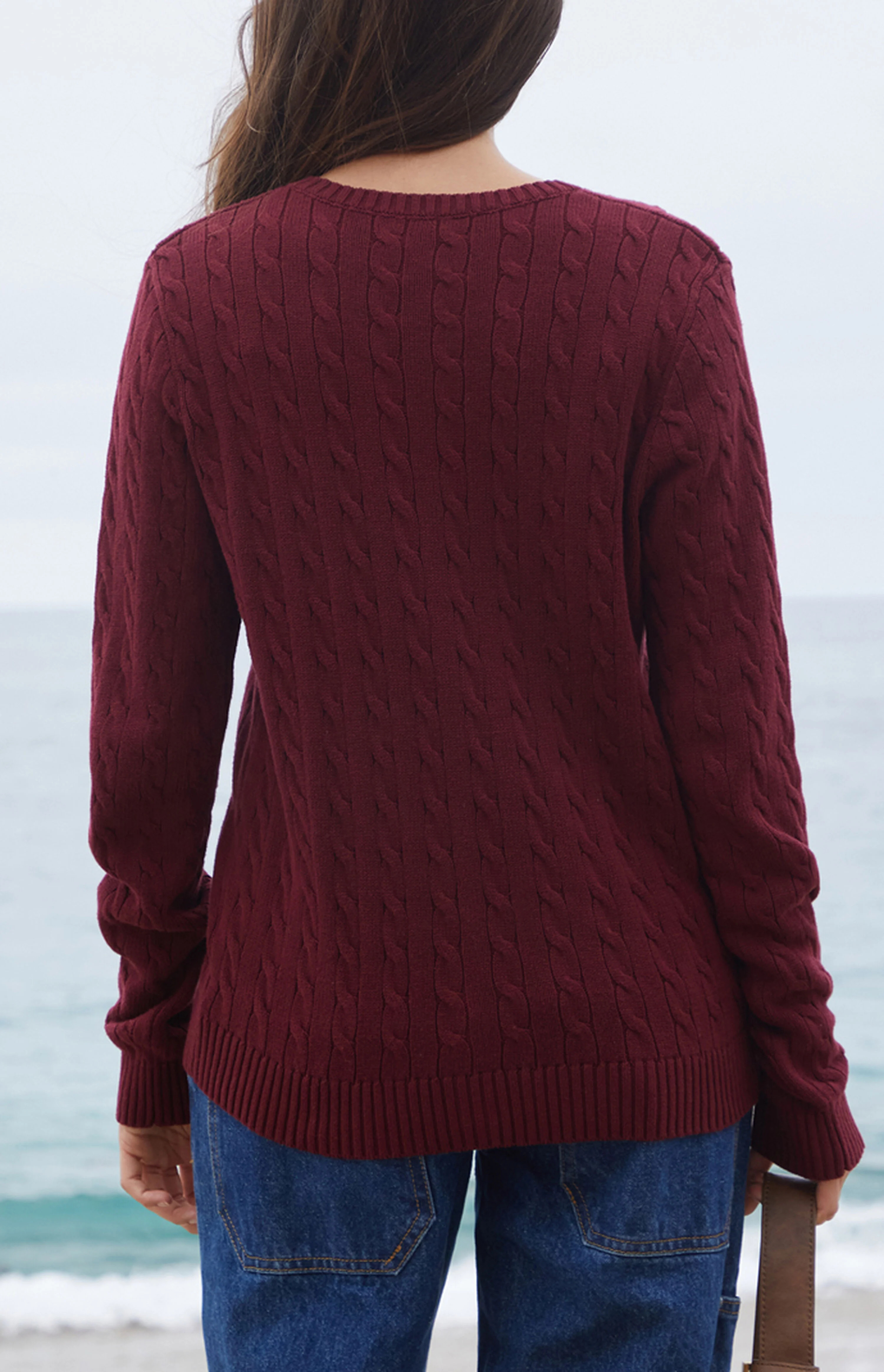 John Galt Burgundy Amalie Cable Knit Cardigan | PacSun
