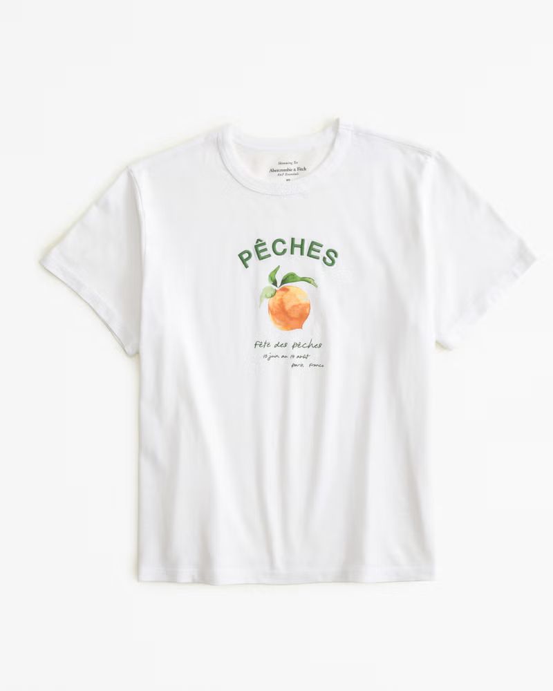 Short-Sleeve Peach Graphic Skimming Tee | Abercrombie & Fitch (US)