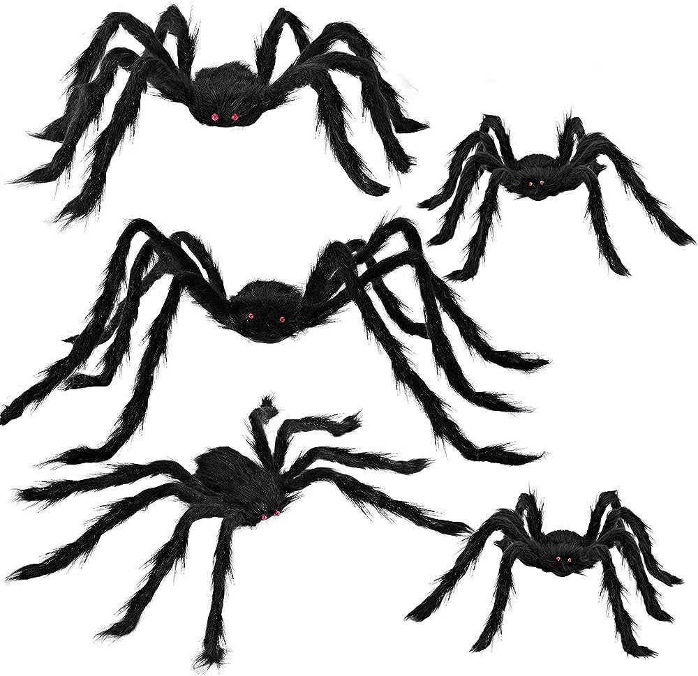 JOYIN Halloween Realistic Hairy Spiders Set (5 Pack), Halloween Spider Props, Scary Spiders with ... | Amazon (US)