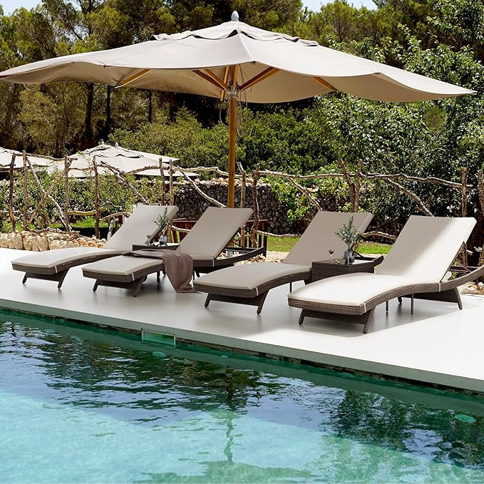 Pamapic Patio Chaise Lounge Set 6 Pieces，Patio Lounge Chair with Adjustable Backrest and Remova... | Amazon (US)