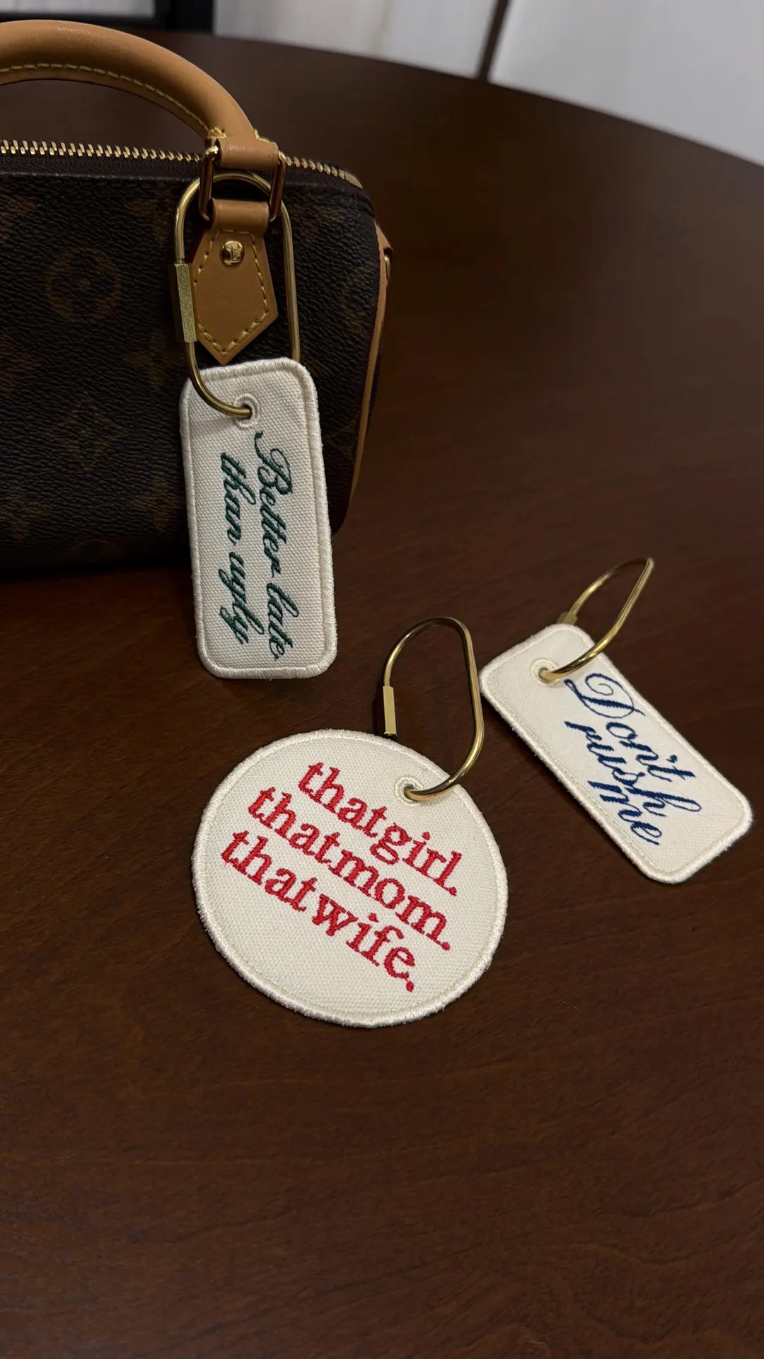 Embroidered Bag Tag Keychain | Canvas Luggage Tag | Aesthetic Quote Keychain | Travel Bag Charm | Etsy (Global)