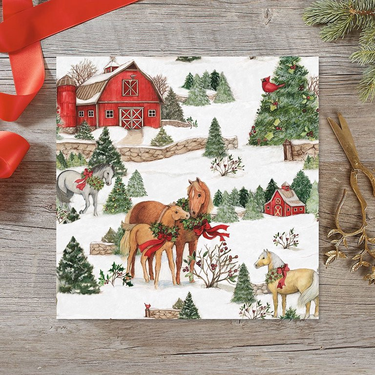 Holiday Horses Christmas Jumbo Rolled Gift Wrap - 1 Giant Roll, 23" x 32', Tear-Resistant Wrappin... | Walmart (US)