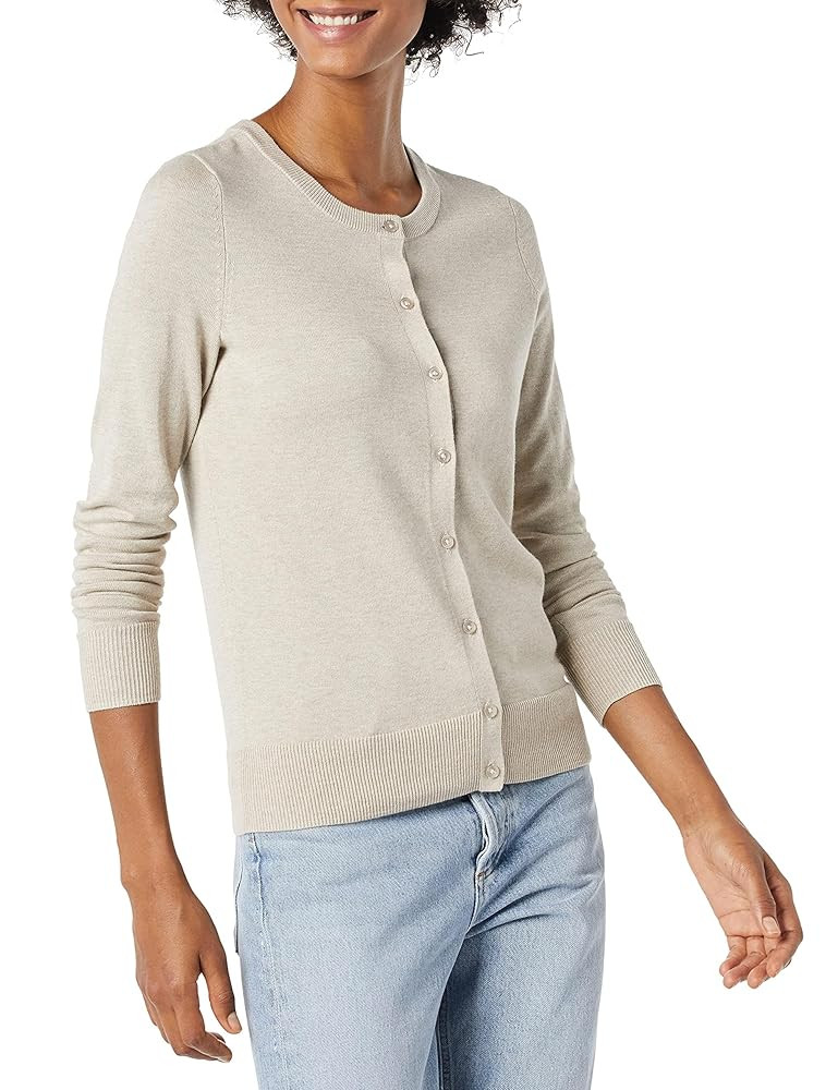 Amazon Essentials Women's Lightweight Crewneck Cardigan Sweater (Available in Plus Size) | Amazon (US)