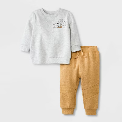 Baby Boys' 2pc Winnie the Pooh Fleece Top and Bottom Set - Orange | Target