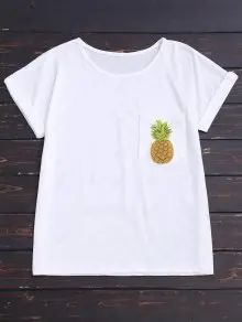 Pineapple Cotton T-Shirt with Pocket | ZAFUL (Global)