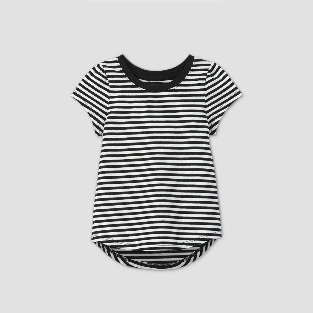 Toddler Girls' Striped Short Sleeve T-Shirt - Cat & Jack Black 3T | Target