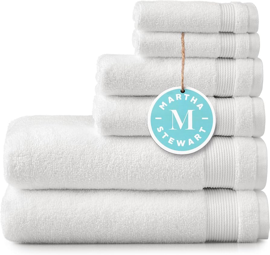 MARTHA STEWART 100% Cotton Bath Towels Set Of 6 Piece, 2 Bath Towels, 2 Hand Towels, 2 Washcloths... | Amazon (US)