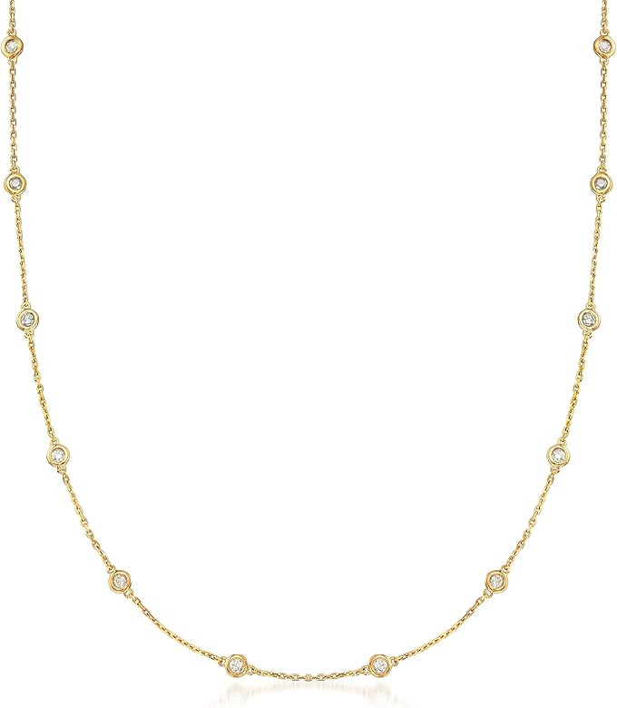 Ross-Simons Bezel-Set Diamond Station Necklace in Sterling Silver | Amazon (US)