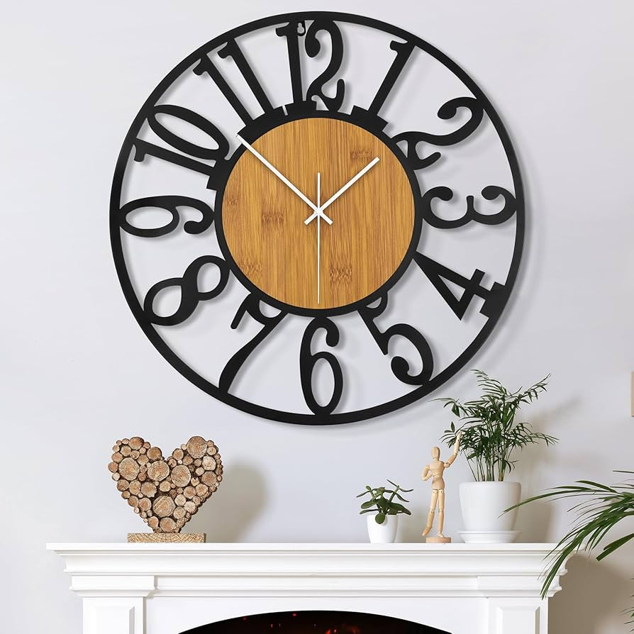 Large Wall Clock for Living Room Decor, 14 Inch Non Ticking Silent, Battery Operated Modern Vinta... | Amazon (US)