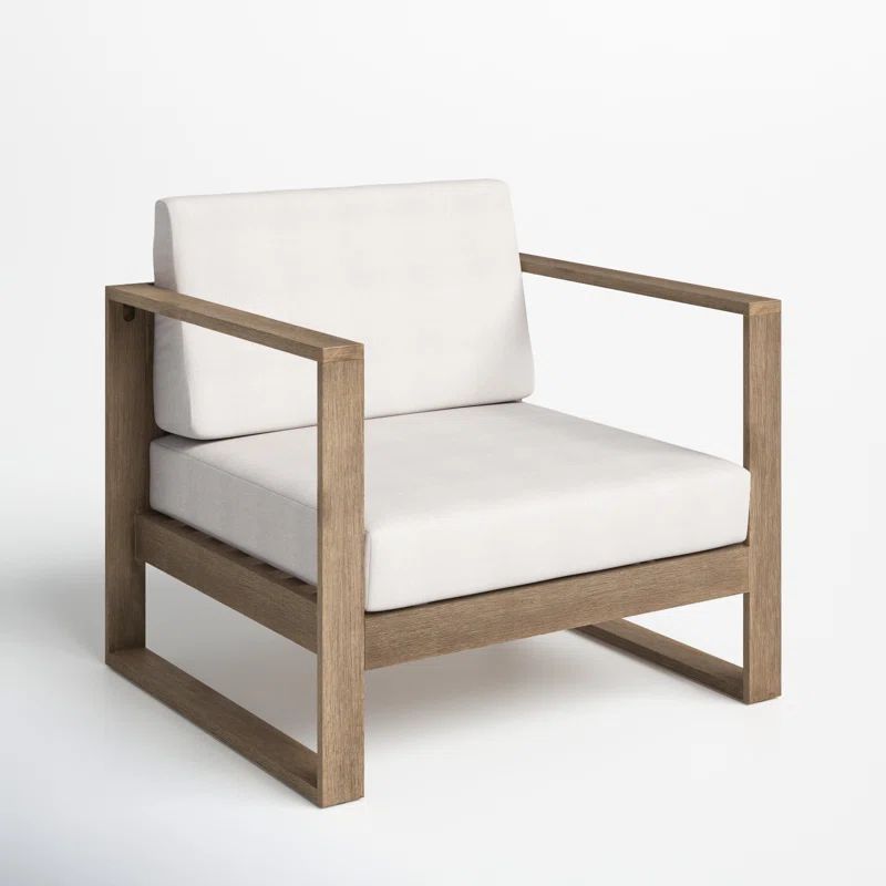 Gavina Eucalyptus Outdoor Lounge Chair with Cushions | Wayfair North America