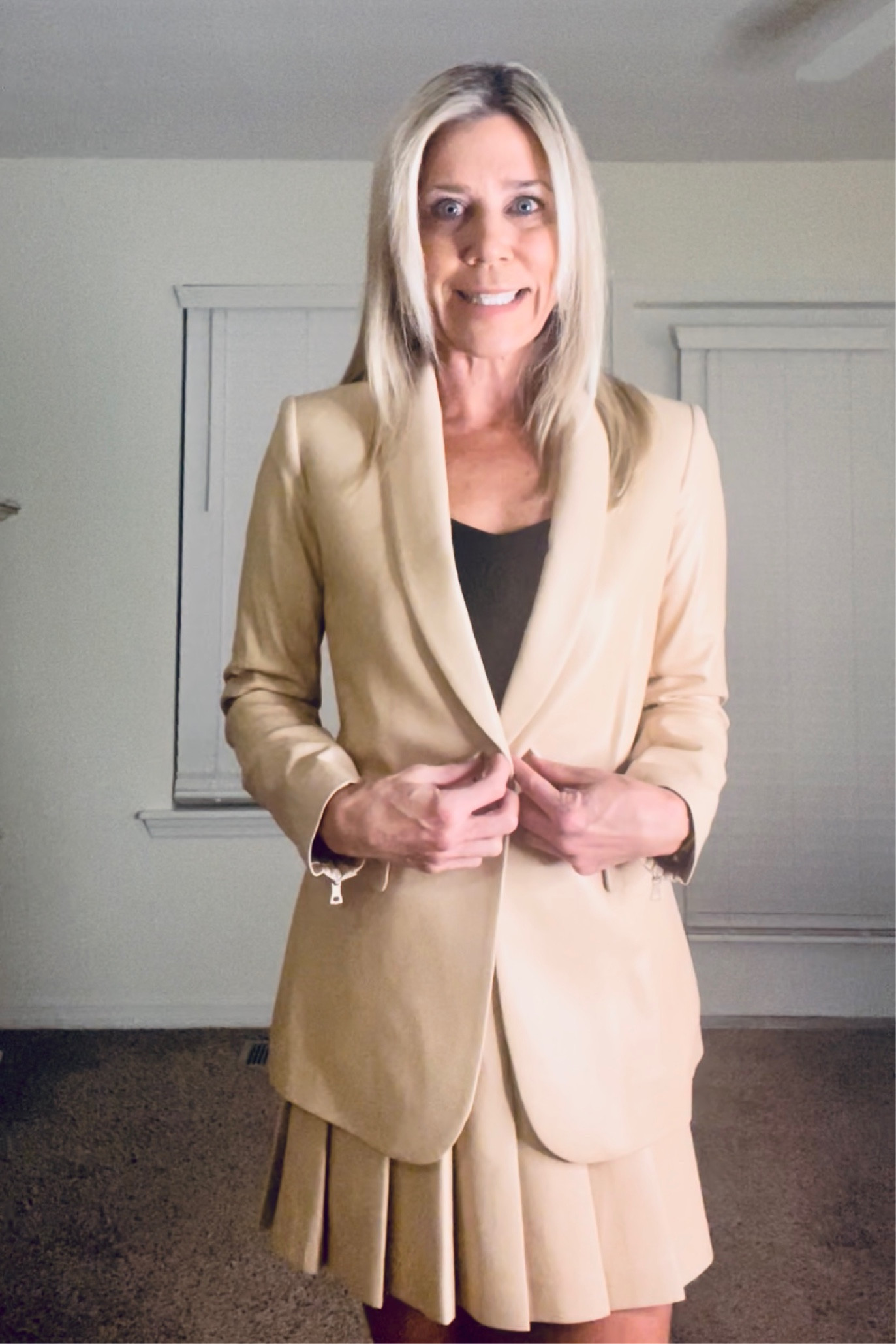 Easy to wear neutral leather pieces that go with everything, from a camisole to print blouse, mock turtleneck or sweater. 

#LTKover40 #LTKSeasonal