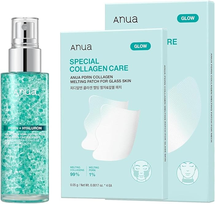ANUA PDRN Collagen Plumping & Firming Care Set, PDRN Salmon DNA Glow Serum Spray, Collagen Patch ... | Amazon (US)