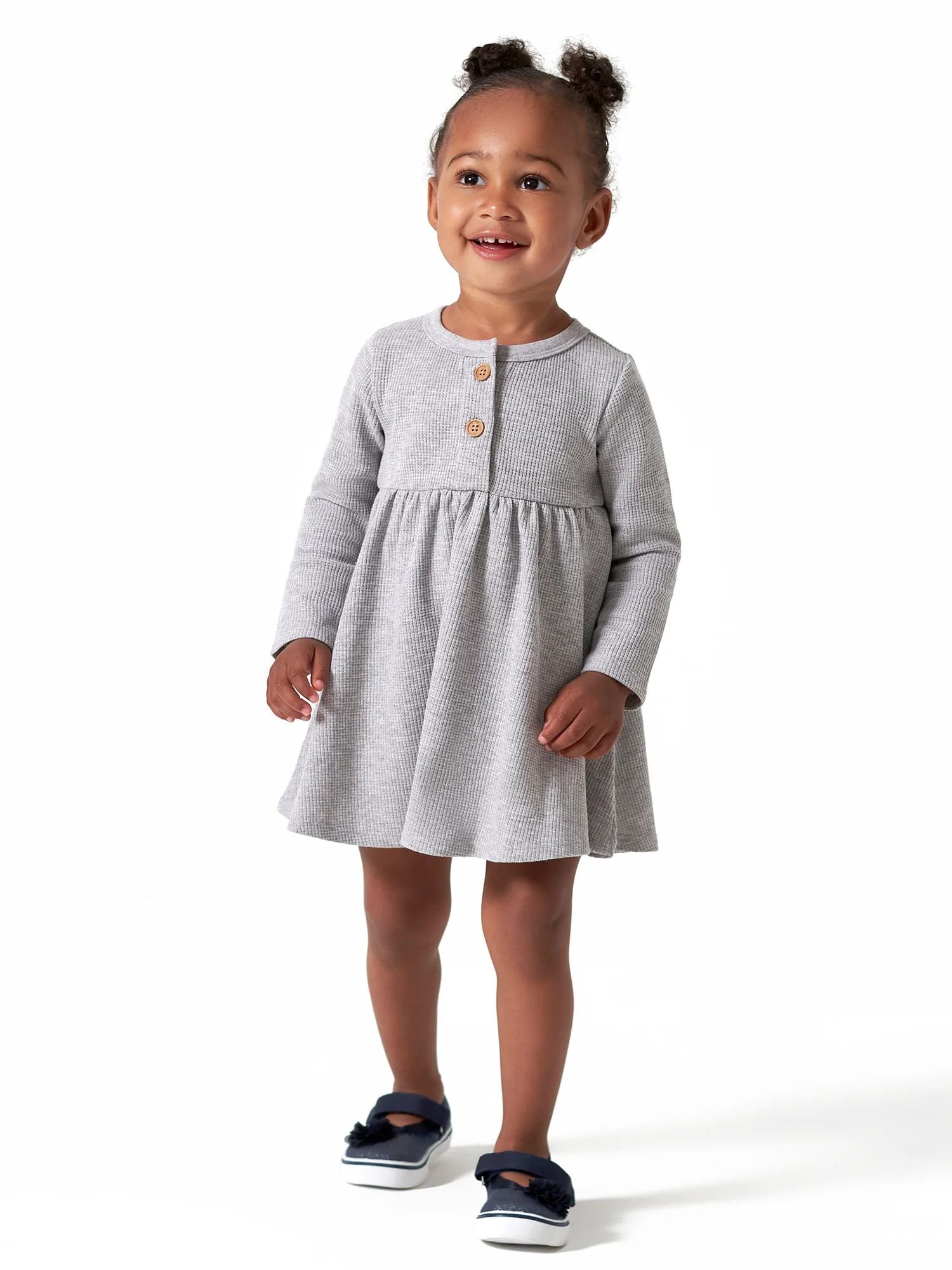 Modern Moments by Gerber Baby Girl Waffle Long Sleeve Dress & Diaper Cover Outfit Set, 2 Piece, S... | Walmart (US)