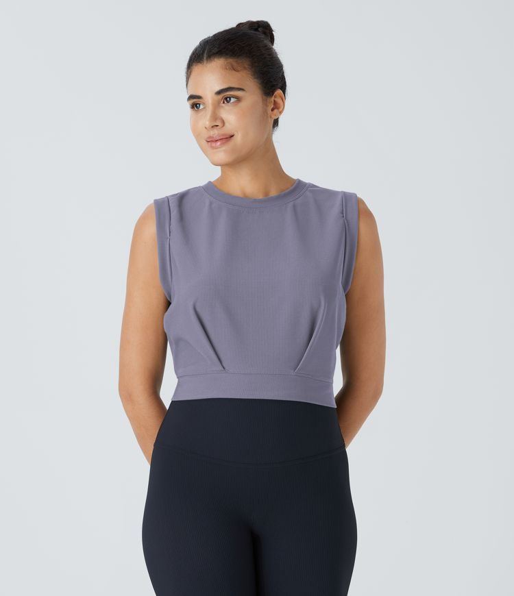 Women’s Patitoff™ Flow Pet Hair Resistant Crew Neck Sleeveless Cropped Yoga Tank Top - Halara | HALARA