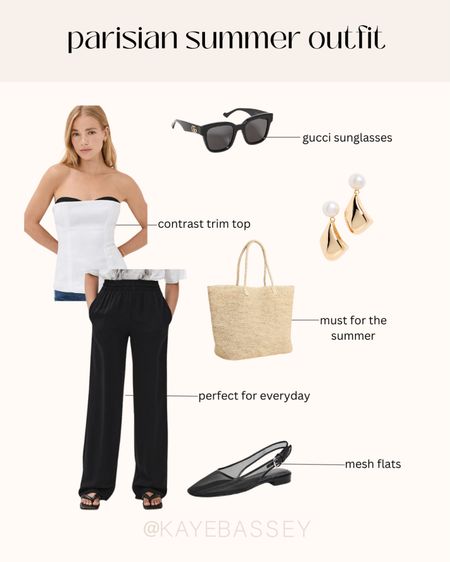 Chic black and white Parisian inspired summer outfit idea contrast trim detail workwear style guide #summer #parisian #chic #trends #outfits 

#LTKworkwear #LTKstyletip #LTKSeasonal