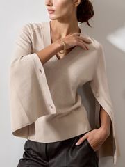 Brochu Walker | Women's Larson Vee Sweater In Dust Mélange | Brochu Walker