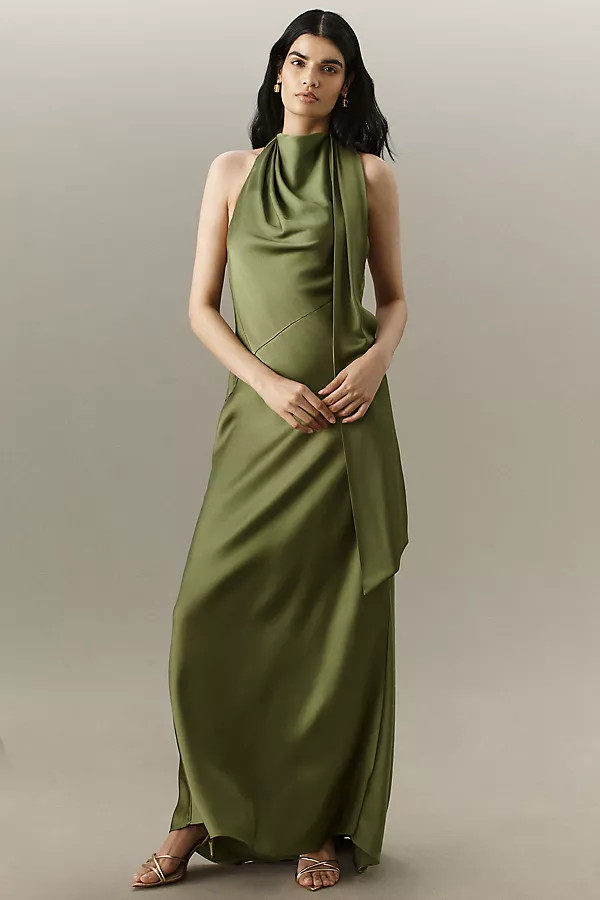 Adriana Mock-Neck Halter Midi Dress | Anthropologie (US)