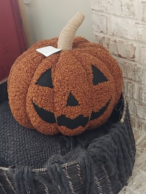 Pottery Barn Halloween Jack O Lantern Pumpkin Pillow~COZY SHERPA - NWT | eBay US