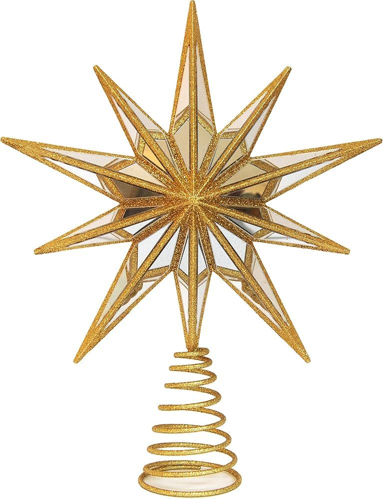 12" Christmas Tree Topper Star for Modern Holiday Tree Decorations and Glitter Stars for Rustic X... | Amazon (US)