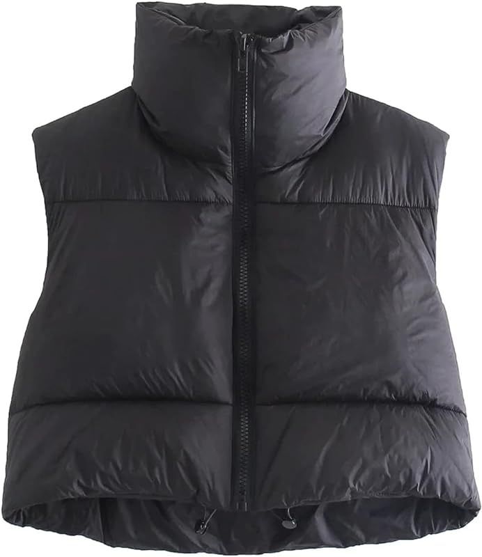Women Cotton Padded Vest Ladies Sleeveless Crop Vest Y2k Fashion Puffer Button Down Short Top Gil... | Amazon (US)