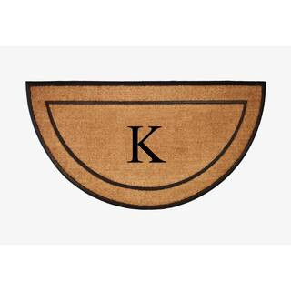 A1HC Natural Coir & Rubber Monogrammed Large Door Mat, Front Entry Doormat, Half Round Black 30"" X 60"" K | The Home Depot